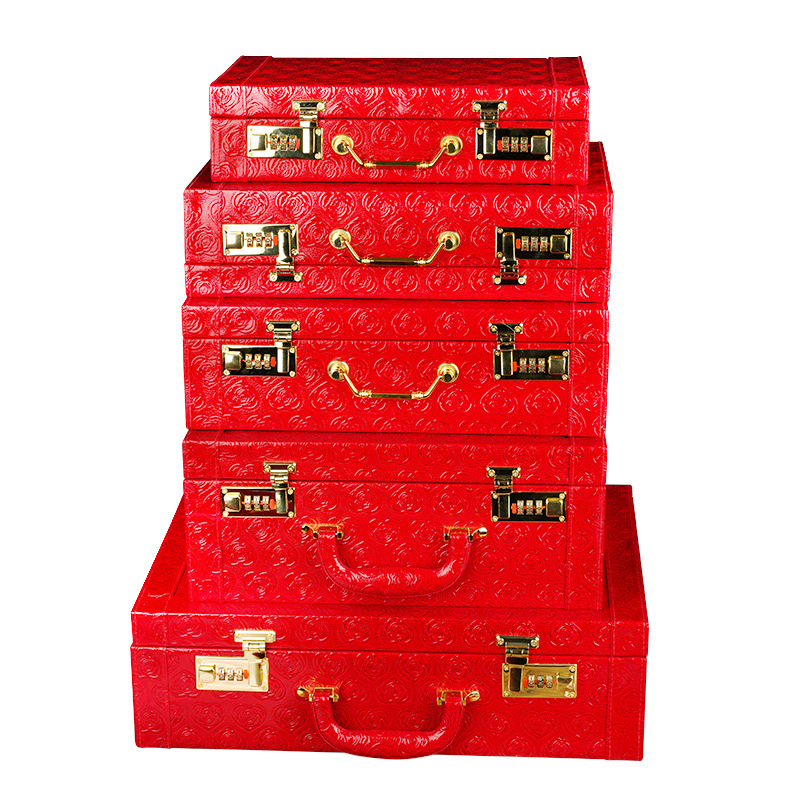 Bridal Suitcase Gift Money Red Box Box Leather Case Cash Gift Box Dowry Suitcase Wedding Box Wedding Box Wedding Supplies