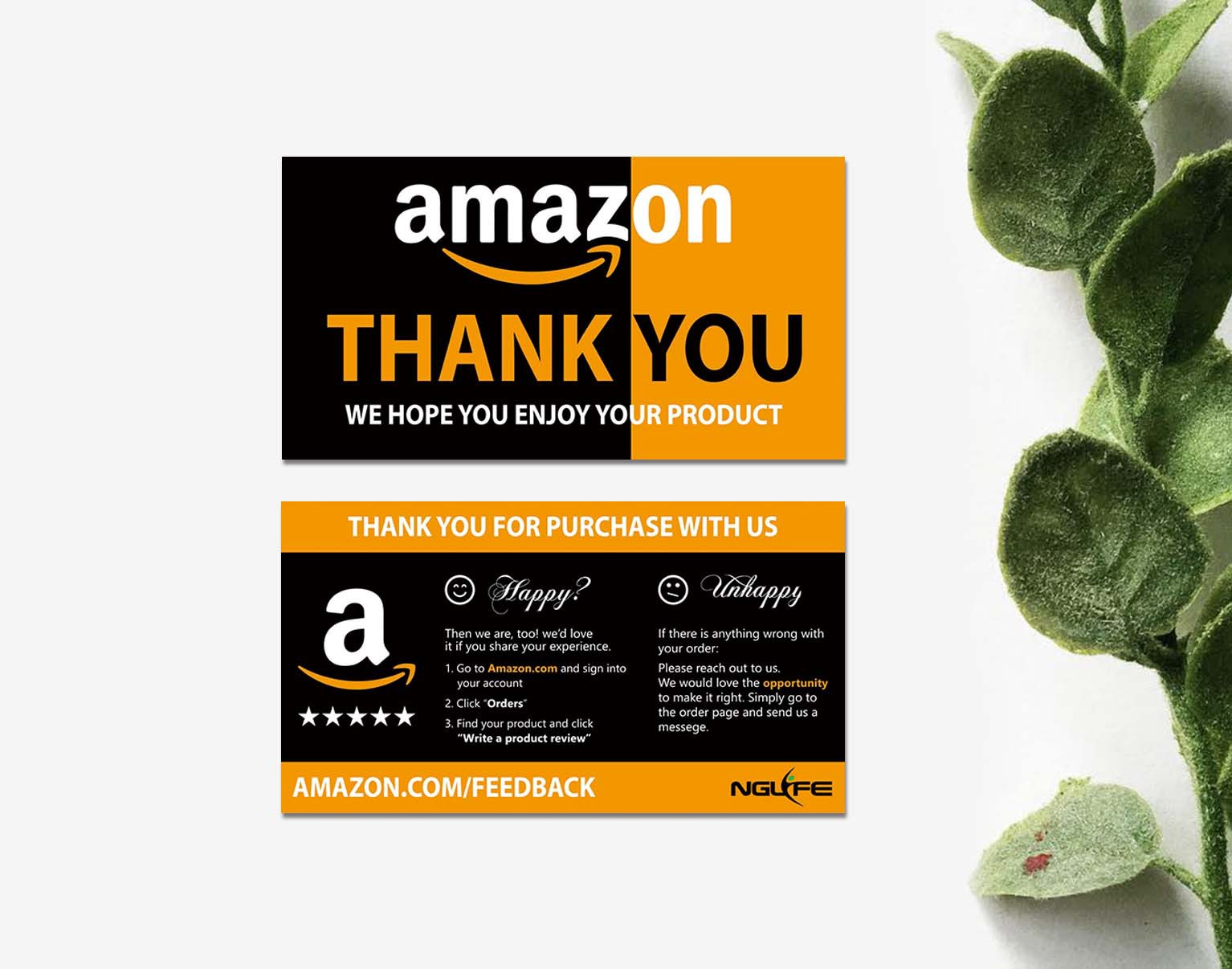 索评亚马逊售后卡好评卡英文免费设计定制印刷小感谢卡片ebay