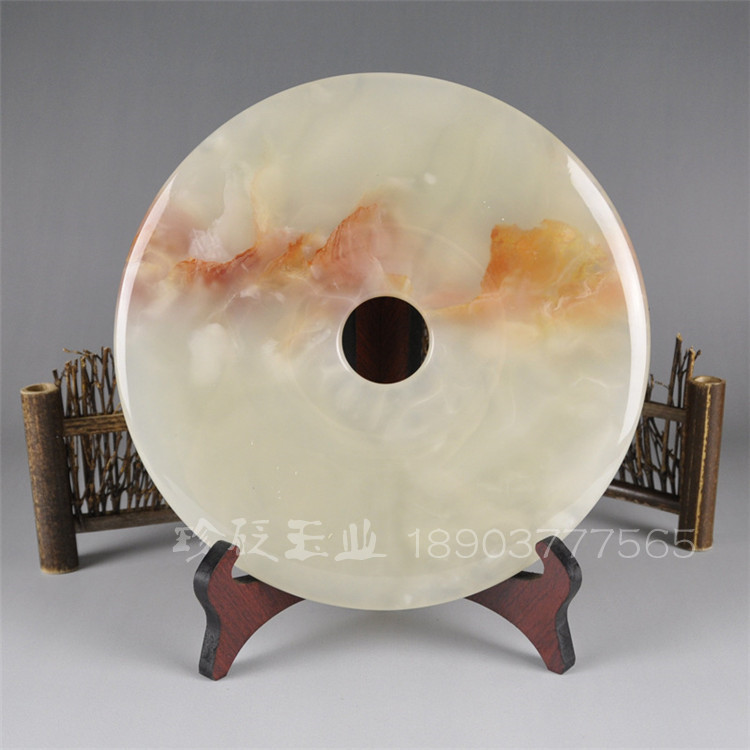 天然玉石和氏璧摆件 阿富汗青白玉和氏璧 大平安扣居家客厅摆件礼