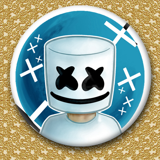 marshmello棉花糖百大dj电音徽章礼品礼物胸章饰品挂饰胸针定制