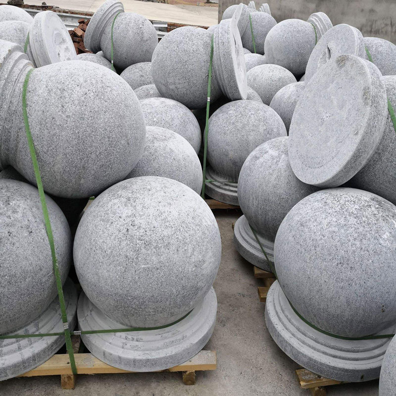 芝麻灰挡车石球 花岗岩挡车圆球停车场路障石球大理石圆球五莲矿