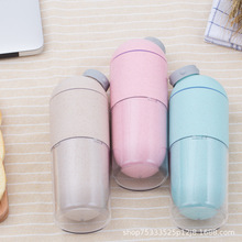 厂家直销创意环保水杯小麦秸秆胶囊便携塑料户外运动随手杯保温杯