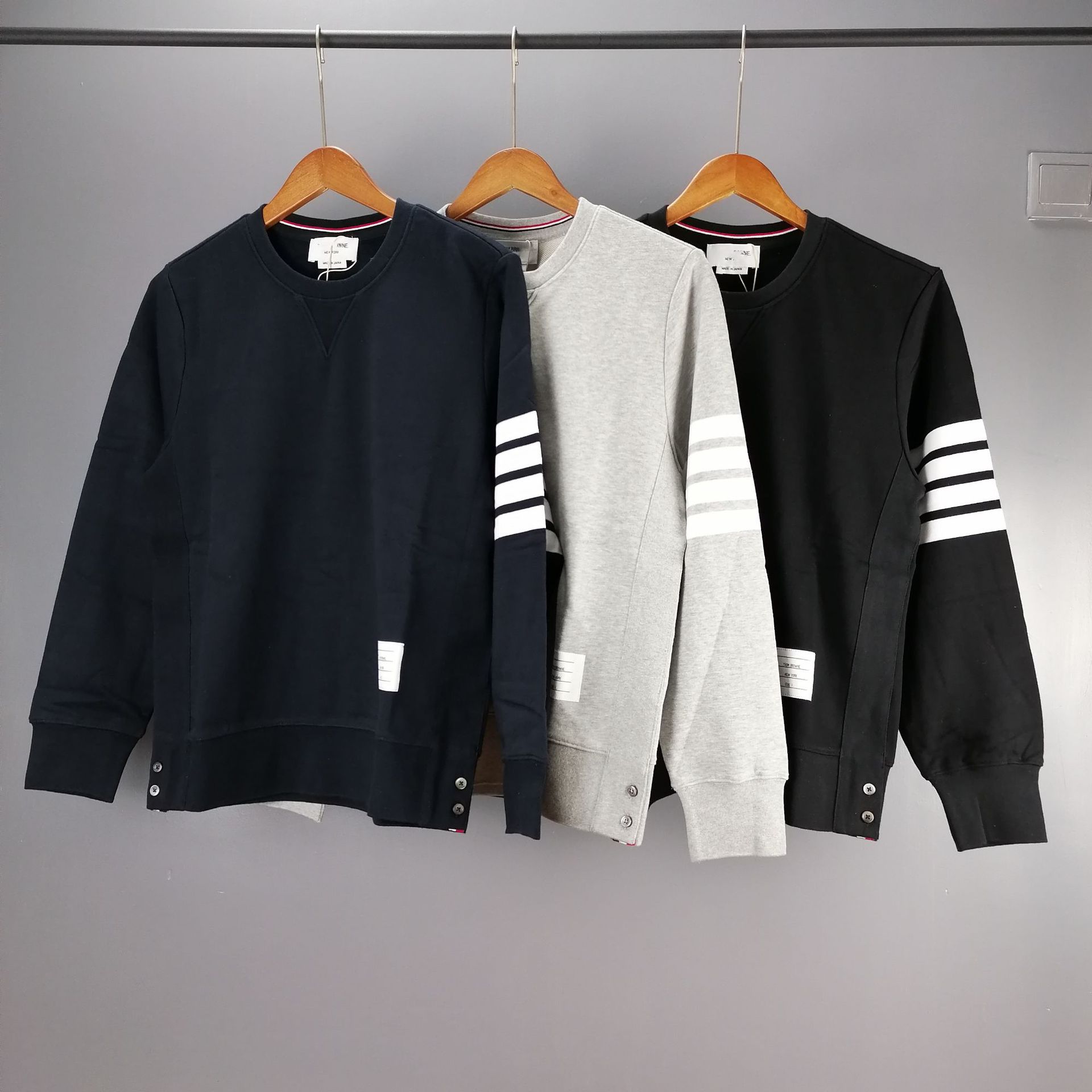 潮牌tb thom秋季新款纯棉圆领套头卫衣休闲情侣装百搭帅气男女装t