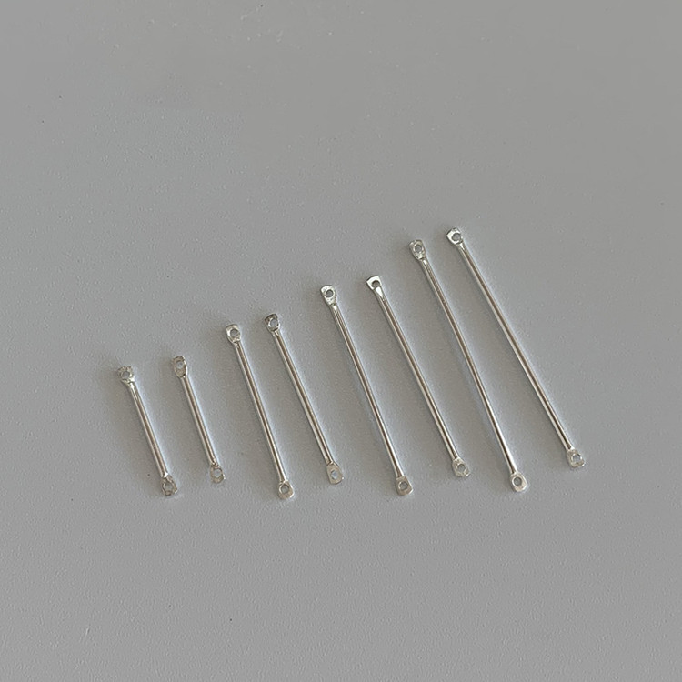 纯银s925双孔连接圆棒圆棍耳饰耳钉耳环连接棒 手工diy耳饰品配件