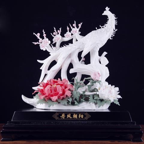 瓷蕴《丹凤朝阳》创意家居饰品摆件新中式客厅进门口玄关装饰摆设