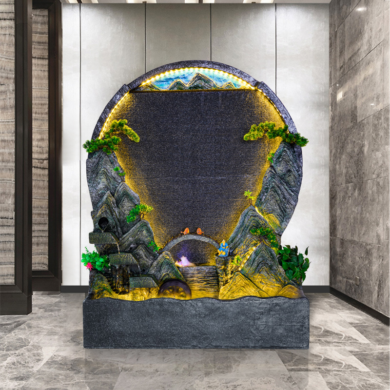 欧式景观假山流水喷泉水幕墙鱼池风水轮流水别墅庭院公司装饰摆件