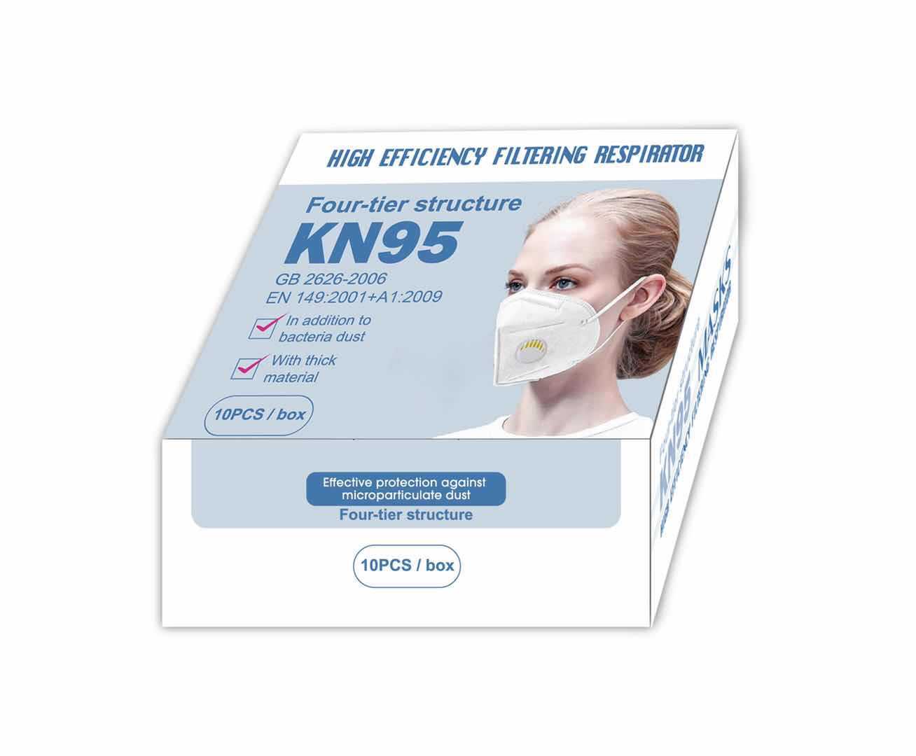 自吸式防护口罩kn95带气阀fpe2ce认证四层防护口罩民用kn95pm2.