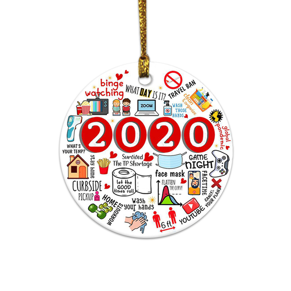外贸跨境2020图案挂牌 2020圣诞木质挂件