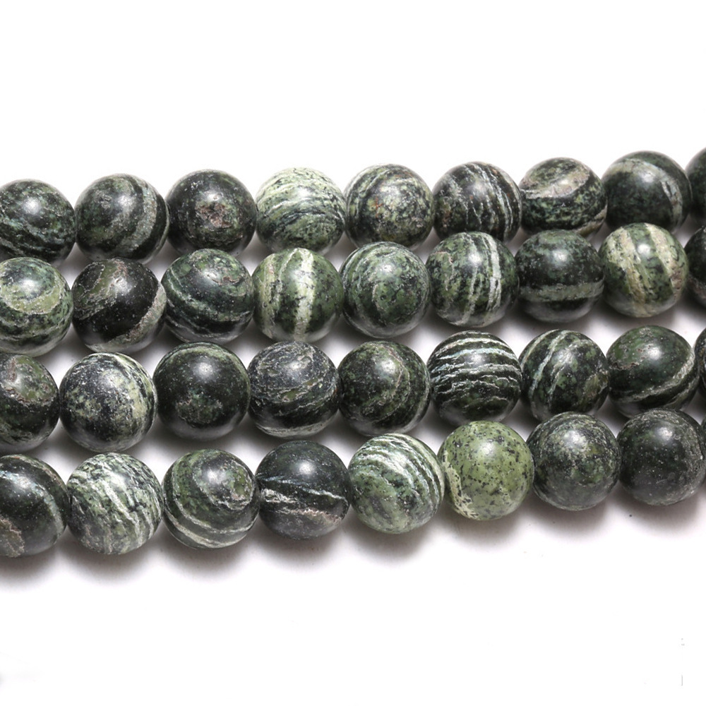 天然绿斑马石散珠 绿色条纹圆珠diy饰品配件亚马逊wish饰品批发