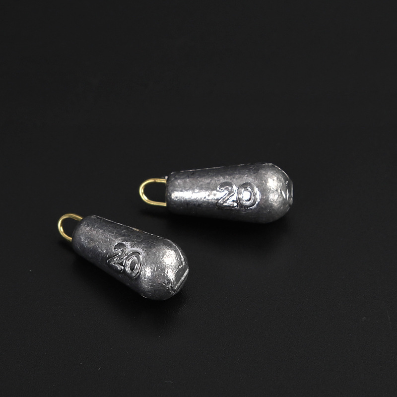 明仑渔具 足克水滴形串钩铅坠 带环串钩足克数滴水铅坠