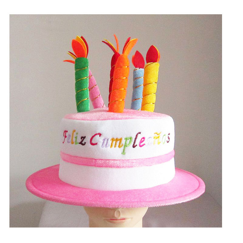 生日蛋糕帽happybirthday生日帽彩色绣花字体成人生日蜡烛帽子