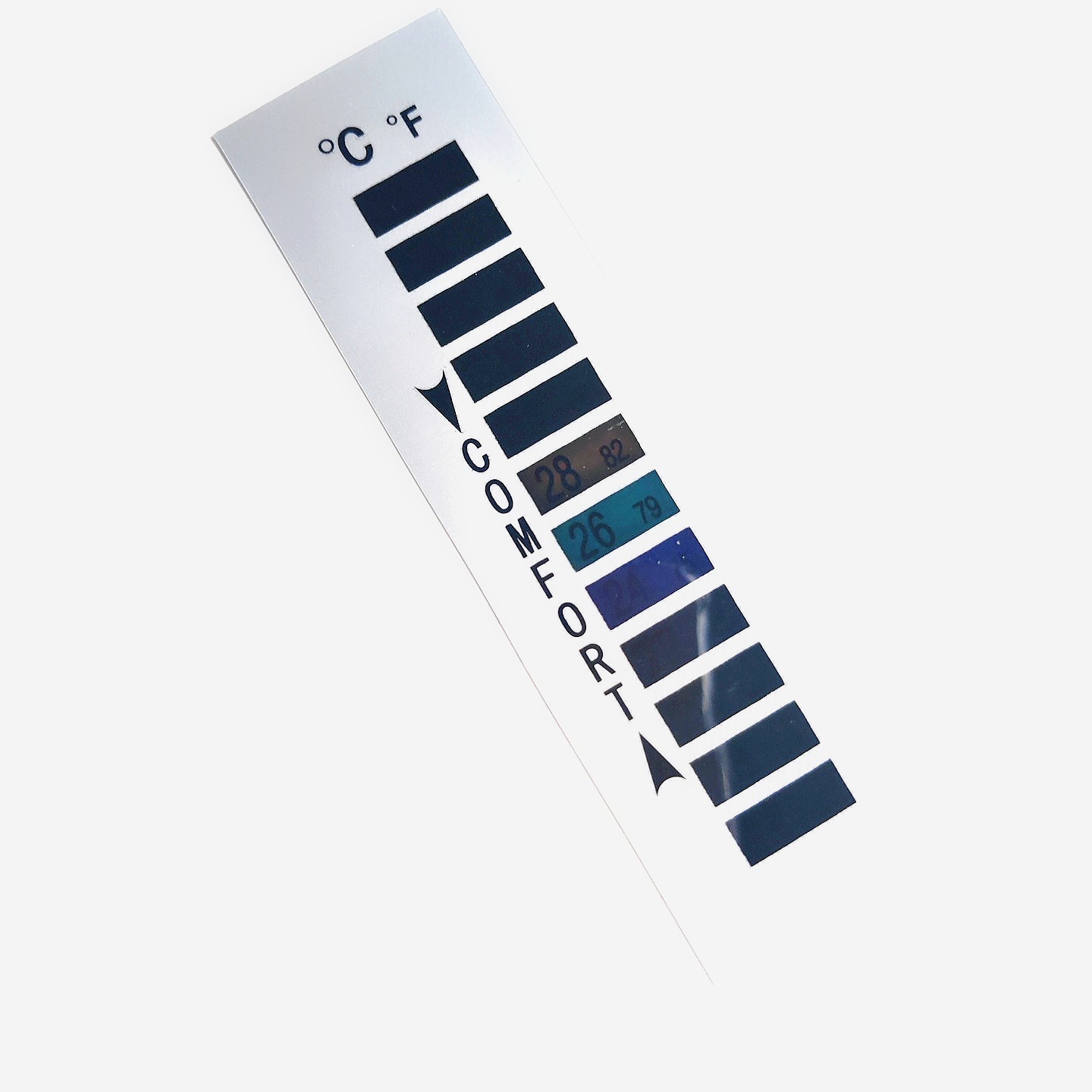 现货变色温度计贴纸式液晶温度计16-38℃数字服装温度计