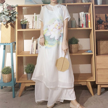2020夏日新款厂家直供零售广州女装披荆斩棘的姐姐同款手绘连衣裙