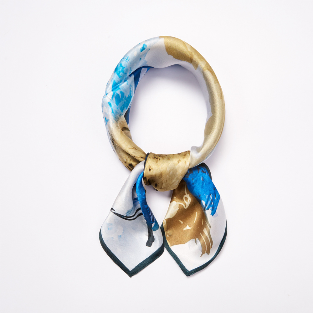 春季新款围巾礼品丝巾 silk scarf中国风瑞鹤图真丝丝巾百变围巾