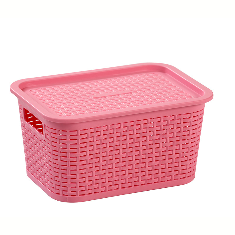 Multifunctional Breathable Storage Box with Lid Plastic Weaving Hollow Storage Box Sundries Storage Box 0337