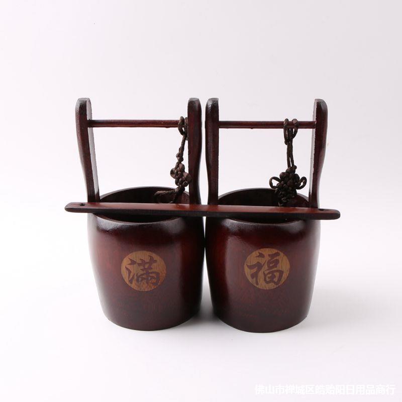 竹制小水桶竹水筒仿古水桶竹筒竹桶 碳化子孙桶婚庆礼品 家居摆件