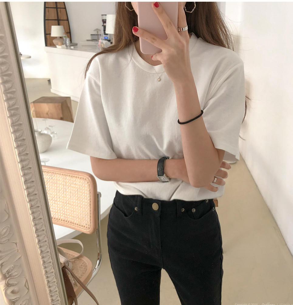 Export Original Cotton Short-Sleeved T-shirt Loose Mid-Length plus Size Women's Clothes Top Versatile Color Clothes Factory Direct Sales