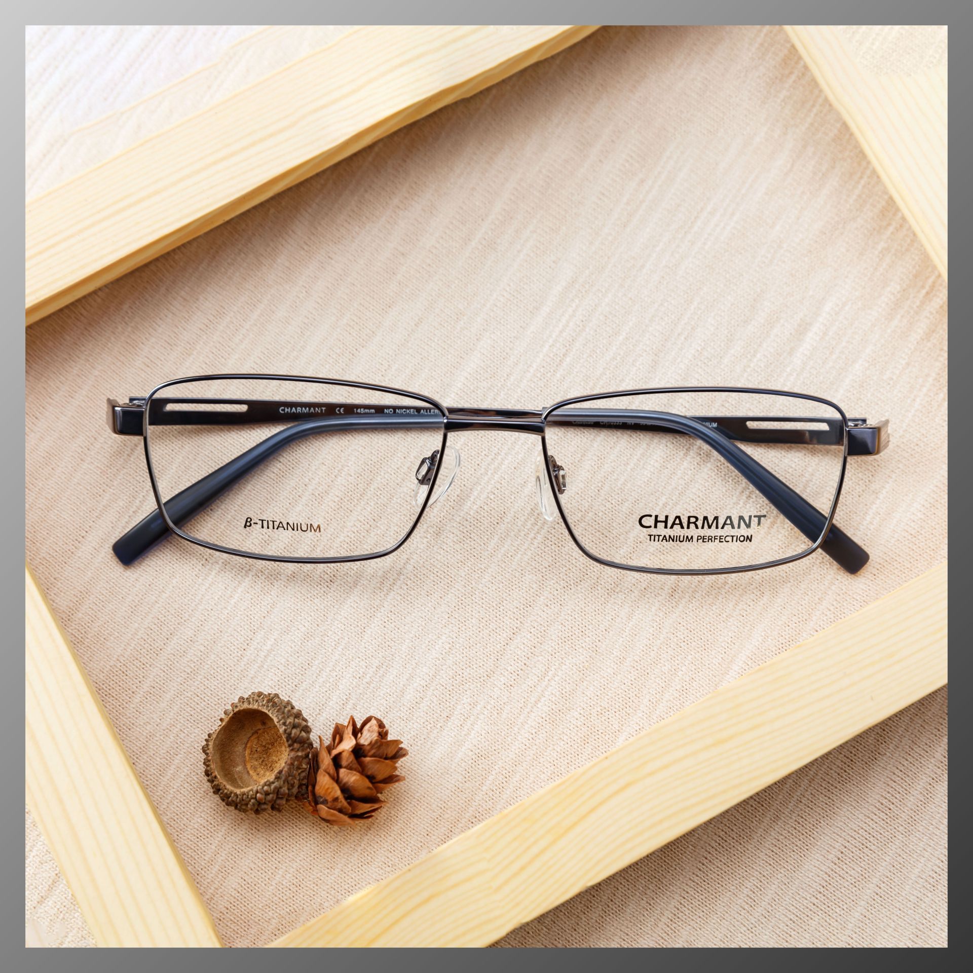 charmant夏蒙β钛眼镜框全框男士钛合金超轻商务光学架ch10333