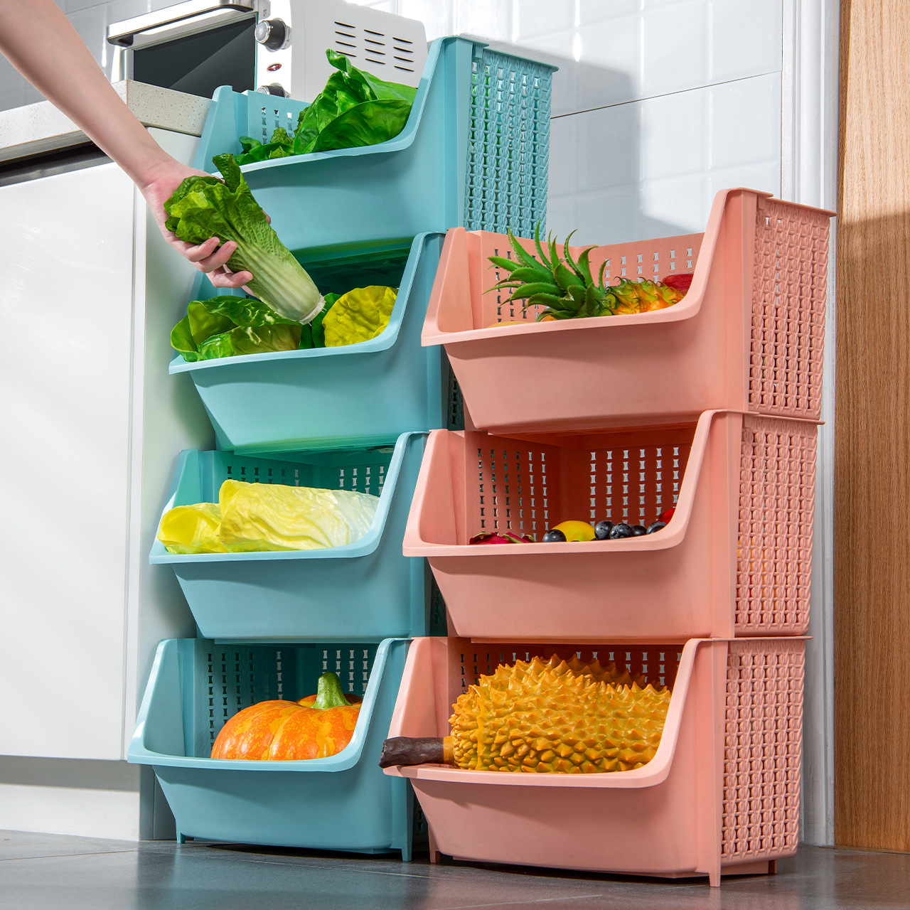 厨房架子置物架落地多层功能篮子储物收纳用品家用大全蔬菜储菜筐