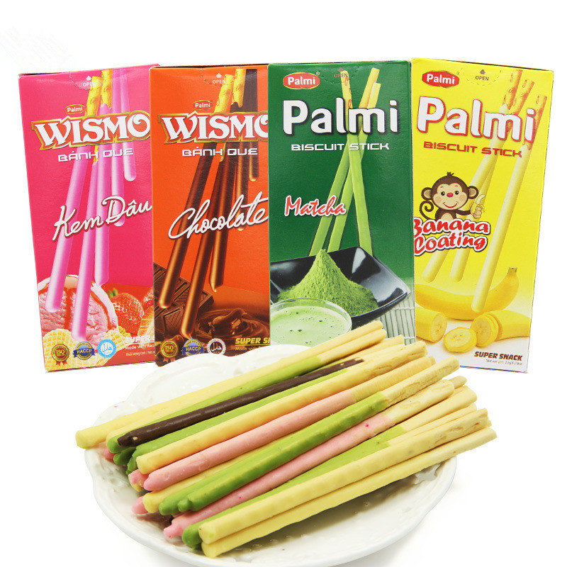 越南进口palmi 派迷涂层饼干棒22g 草莓味巧克力味休闲零食品批发