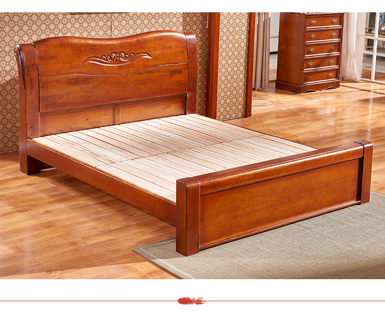 峪喆香樟木雕花床全实木双人床现代中式卧室婚房1米5和1m8成人床