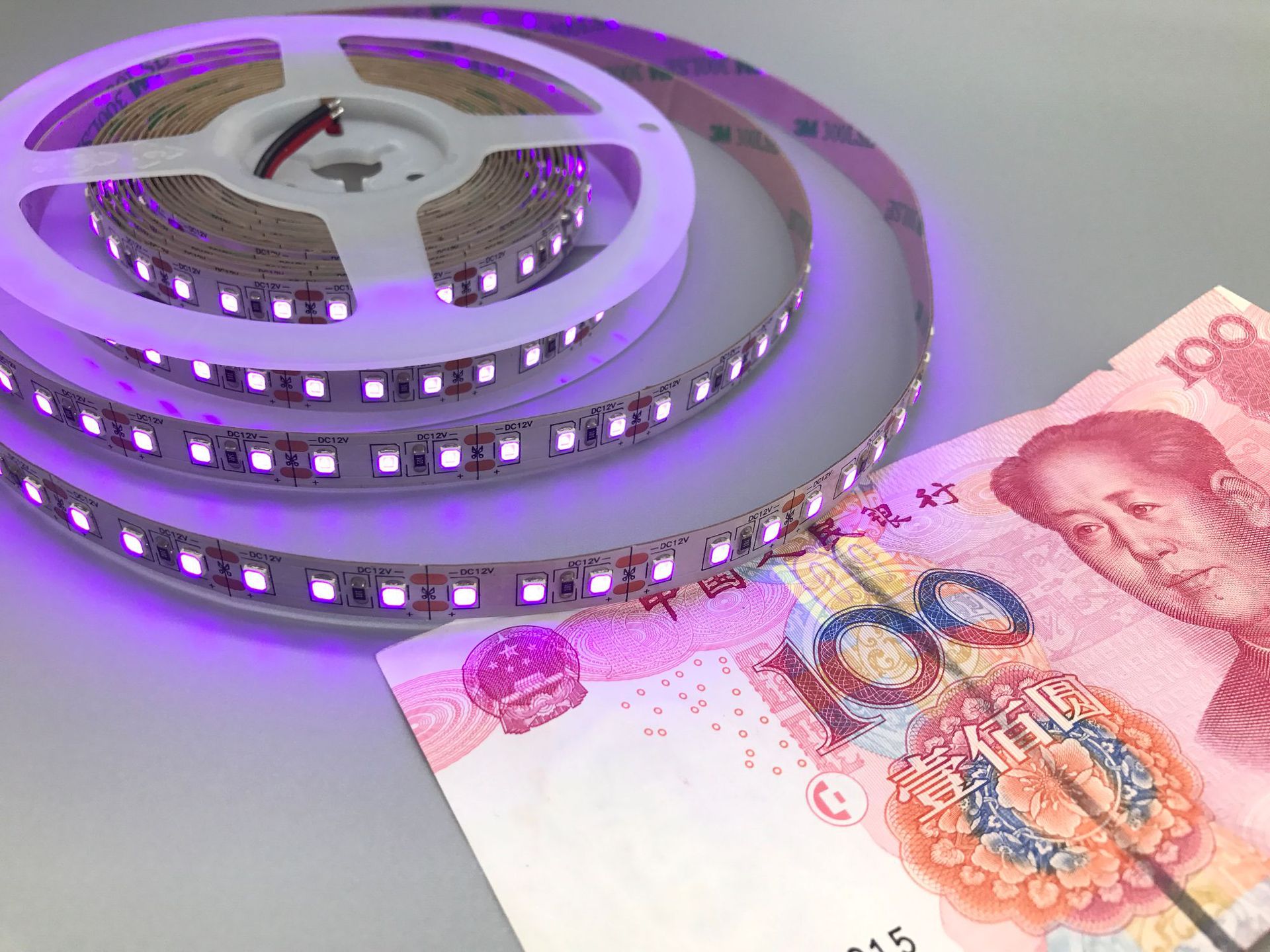 2835紫色灯带 波段395-400nm验钞杀菌uv紫外线led贴片12v紫光灯条