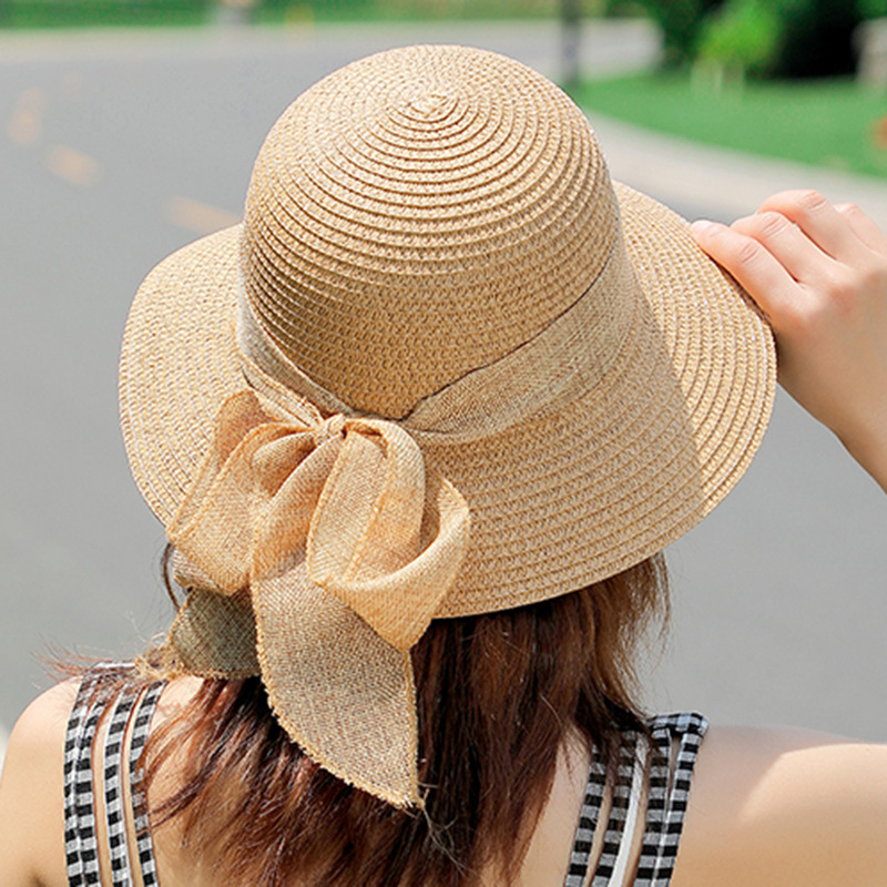 Summer New Korean Style Women's Straw Hat Sun Hat Outdoor Sun Protection Sun Hat Big Brim Beach Hat Travel Bucket Hat