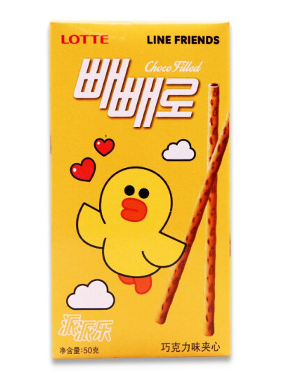 热销 韩国乐天派派乐夹心饼干棒 进口休闲食品零食膨化饼干