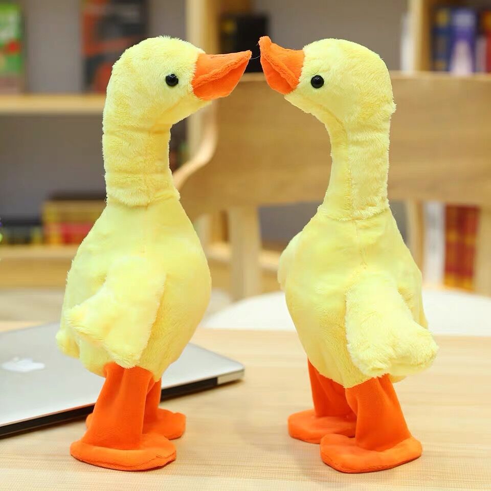 Cross-Border Electric Neck-Lifting Duck Singing Plush Toy Little Yellow Duck Walking and Talking Children's Toy