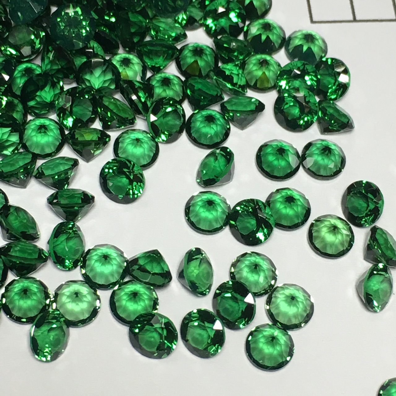 工厂直销压电绿水晶 祖母绿色合成绿晶圆形刻面 首饰配件