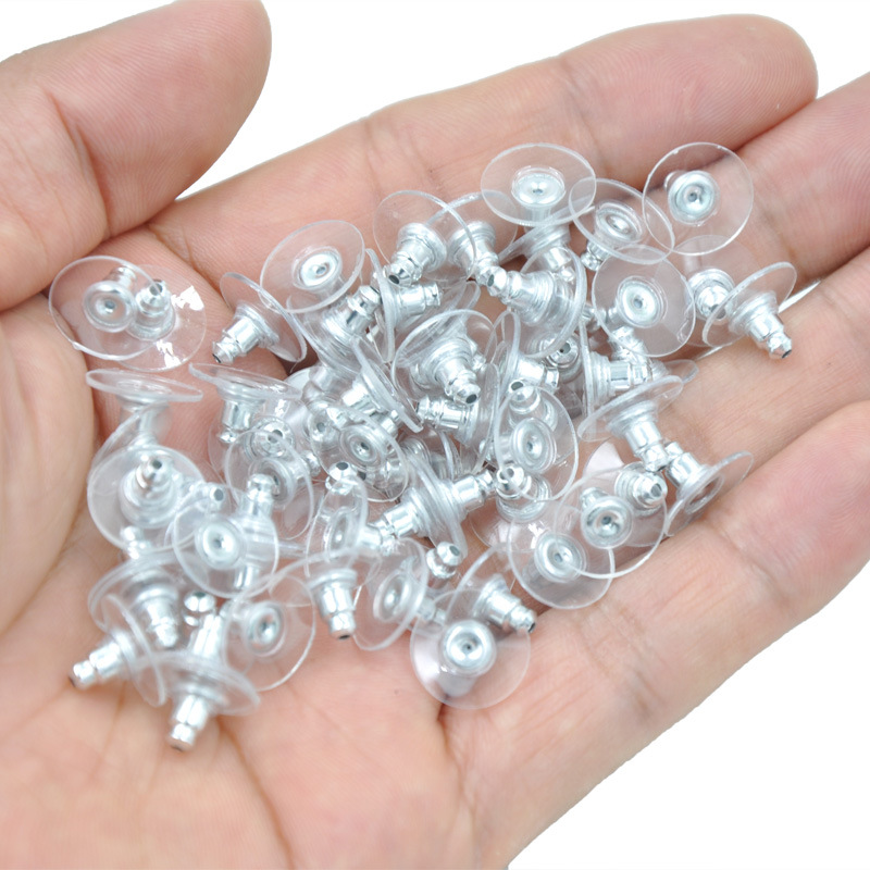 Film Earplug Transparent Bullet Plastic Aluminum Frisbee Ear Stud Plug Buckle Cap Earrings Back Plug Anti-Drop Ornament Accessories