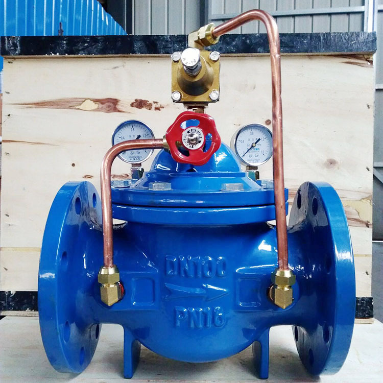 自来水减压阀200x先导式可调式减压阀dn100 简装法兰球墨铸铁