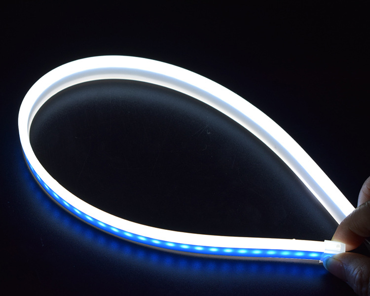 外置超薄导光条双色 汽车导光灯流光大灯led日行灯60cm转向大灯条