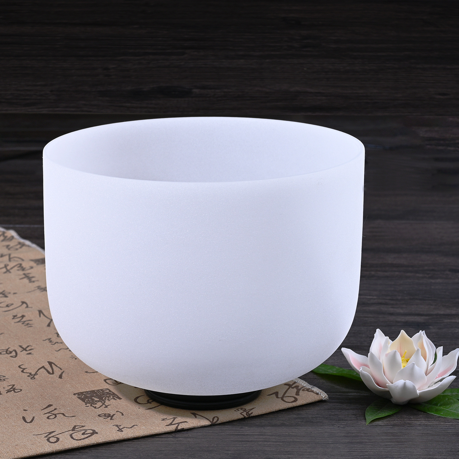 送棒圈乳白色水晶钵磨砂白色音乐碗声疗脉轮624寸