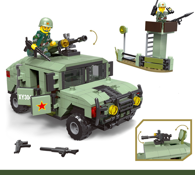 男孩益智积木猛士越野车兼容乐高军事系列积木汽车模型拼图玩具