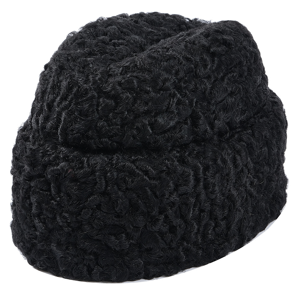 新款大气皮草帽子中老年男款羊羔总统帽子冬季整皮保暖帽法式帽