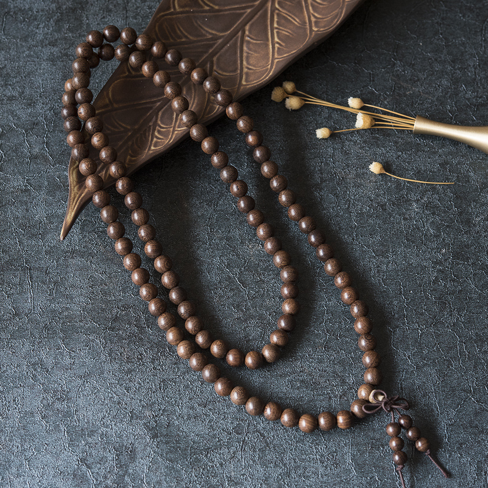 紫光檀108颗金丝檀木佛珠手串寺庙结缘礼品念珠男女情侣款厂家