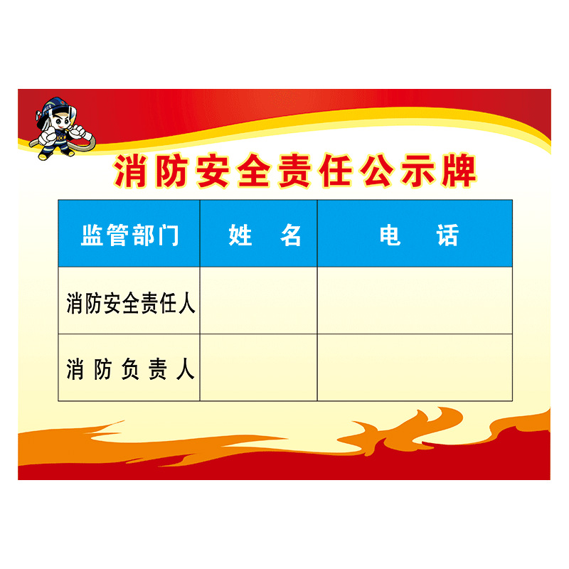 消防安全责任公示牌标志标识牌消防安全展板宣传栏贴纸贴画tep99