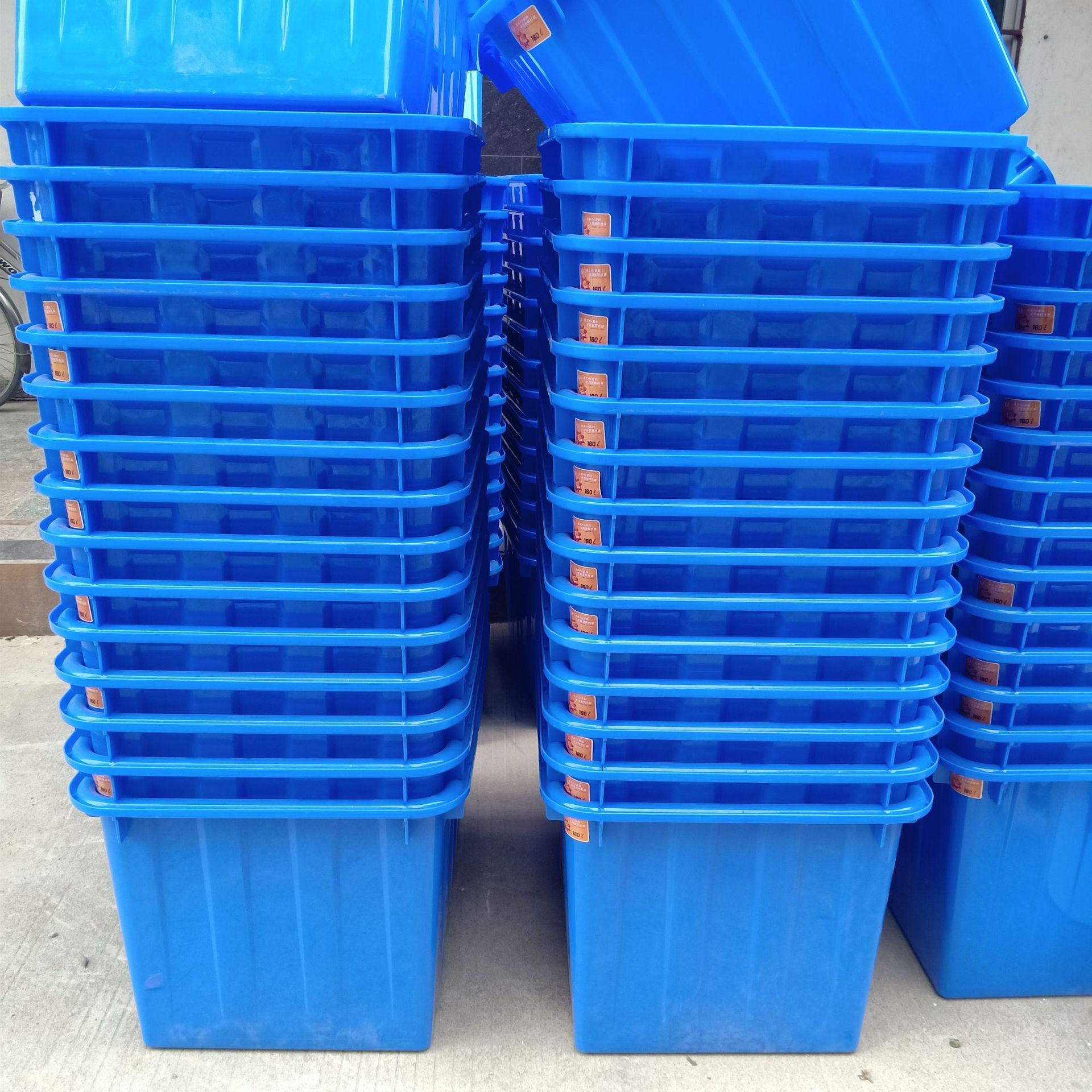 200升塑胶水箱胶筐820*610*575方形水产鱼类养殖箱 服装厂周转箱