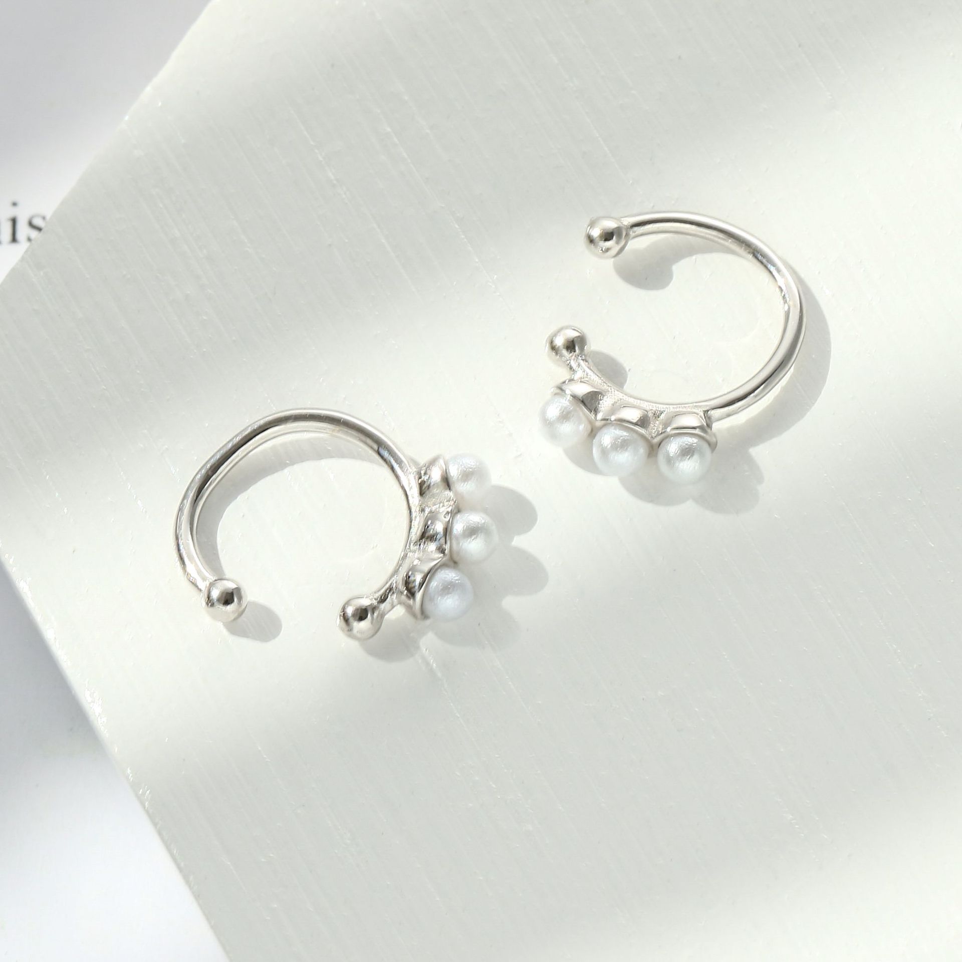 日韩风甜美个性s925通体纯银精致小巧珍珠耳夹圆珠无耳洞耳骨夹