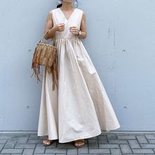 韩国夏季新款大摆宽松无袖裙子洋气显瘦中长款连衣裙
