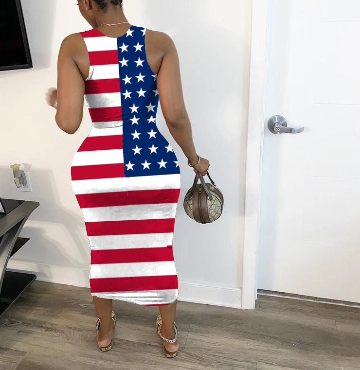 k8123 欧美女装 速卖通 ebay亚马逊时尚性感美国国旗连衣裙