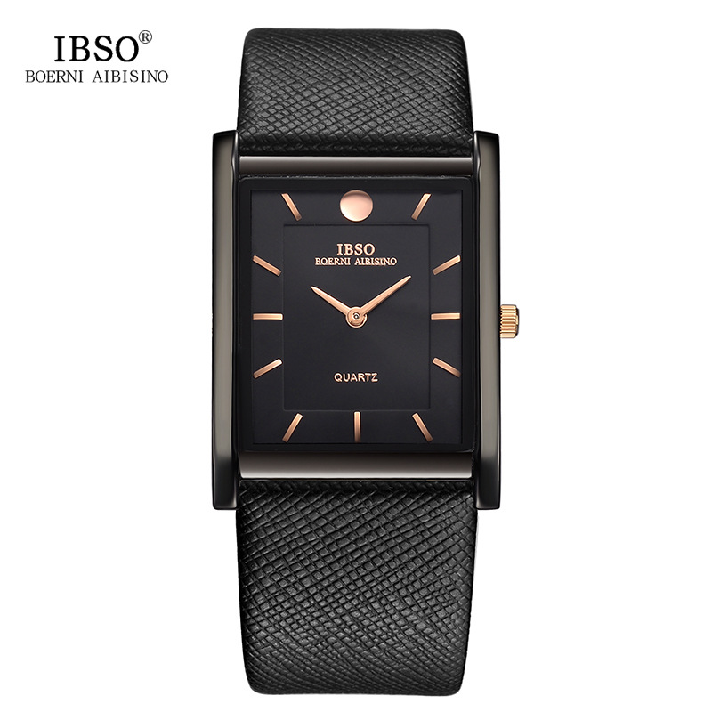 Ibso Brand Light Luxury Square Student Quartz Men's Watch Japanese Movement Leather Watch AliExpress Best-Selling