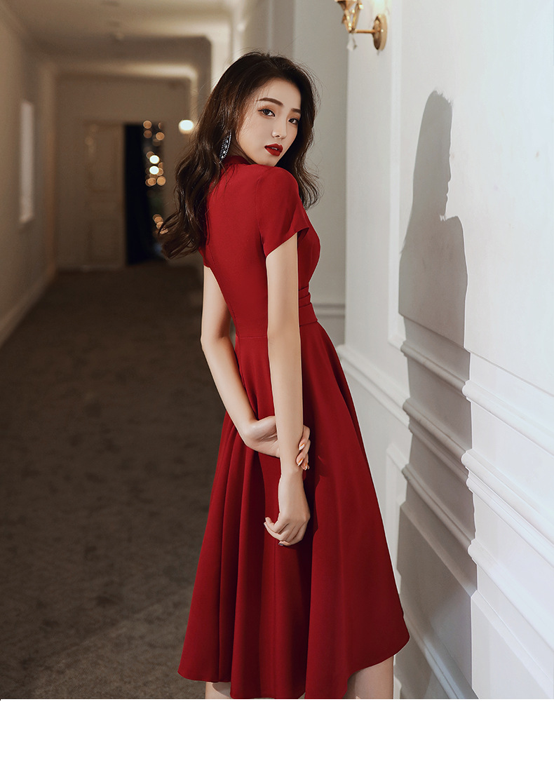敬酒服新娘2020新款夏季红色结婚平时可穿现代显瘦订婚小礼服裙女