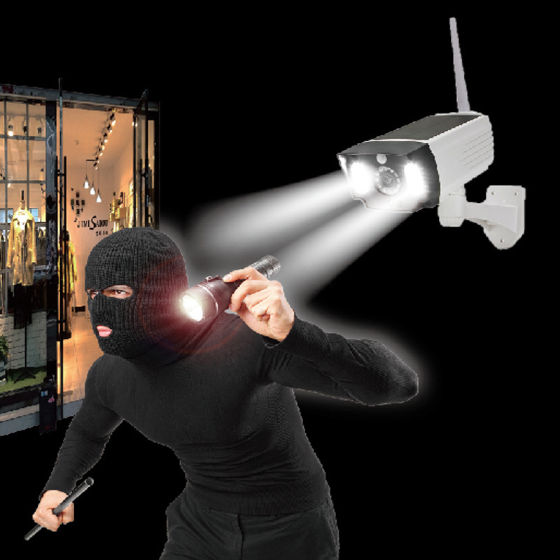 太阳能仿真监控灯家用假摄像头人体感应led壁灯吓贼防盗新款跨境_久明