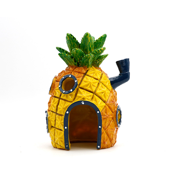 鱼缸造景卡通摆件鱼虾躲避穴大号菠萝屋水族箱造景躲避穴海绵宝宝