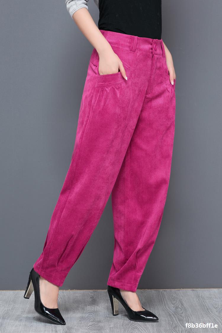 春秋条绒灯芯绒女裤宽松休闲裤萝卜裤女长裤时尚小脚哈伦裤灯笼裤