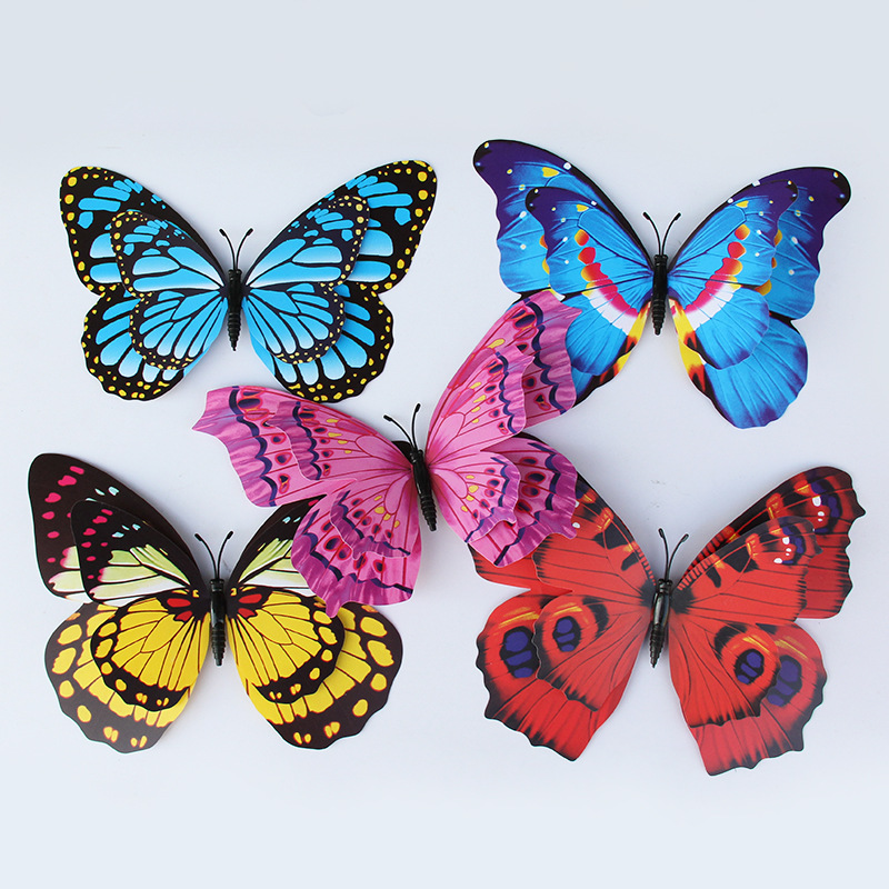 Double Layer 22 + 15cm Color Simulation Butterfly Simulation Craft Gardening Plug Park Tourist Attractions Decorative Butterfly