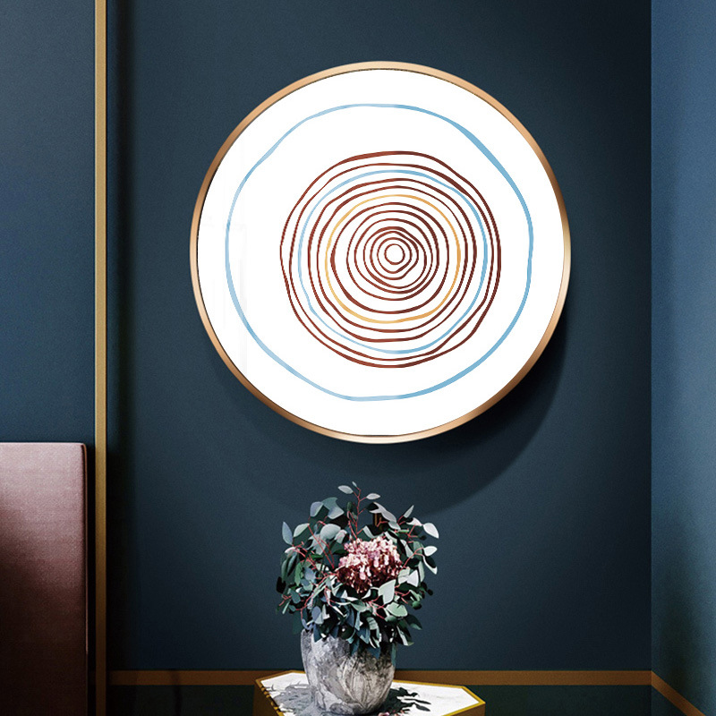 北欧风创意壁画圆形客厅装饰画餐厅挂画电表箱装饰画定制晶瓷画