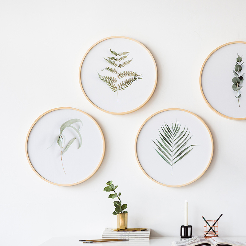 蹬意北欧风格装饰画实木框植物挂饰画现代简约客厅卧室墙画壁挂画